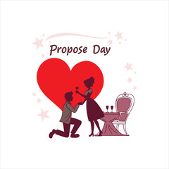 Propose Day Romantic Illustration With Couple and Red Heart Background