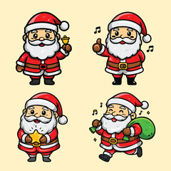 Cute Santa Claus Character Set – Kawaii Christmas Vector Pack for Holiday Designs