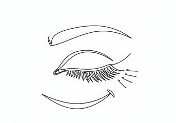 Minimalist outline drawing of an eye with mascara and a smile