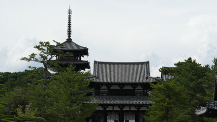 The classical architectures view located in the old temple of the Japan
