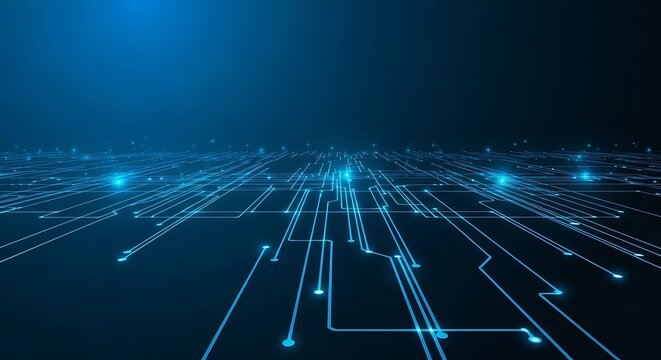 Abstract blue digital network circuit board technology background