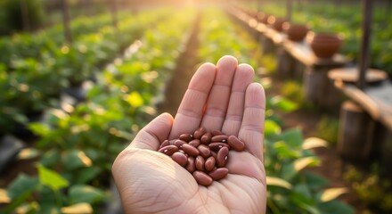 A Handful of Seeds Ready to be Planted in a Lush Garden to Grow