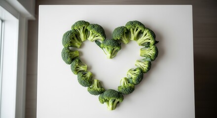A Heart Composed Of Fresh Broccoli Sprouts Symbolizing Love And Healthy Eating