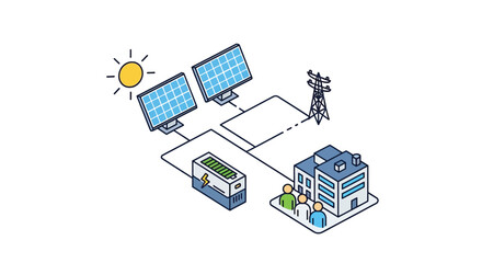 Solar energy system with battery storage and power transmission