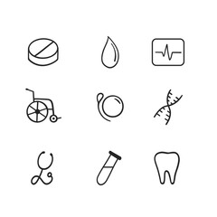 Set of medical icons hand drawn outline, for clinic departments, website.