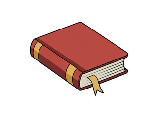 Illustration of a closed book with a red cover isolated on transparent background