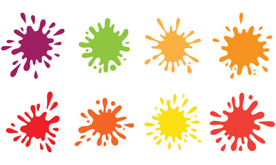 Vibrant paint splashes vector set with multi-color ink blots perfect for design, digital art, backgrounds, and creative print projects.