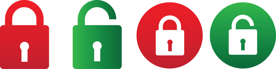 Sets of lock and unlock icon sign vector