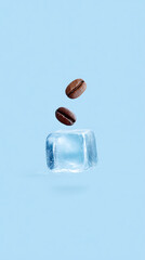 coffee beans on blue background
