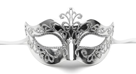 Elegant silver masquerade mask with intricate details