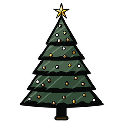 Obraz premium A gray Christmas tree decorated with twinkling lights on Christmas Day.