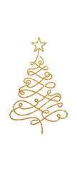 Stylized Golden Christmas Tree with Swirling Lines