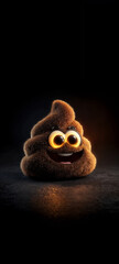 Smiling Poop Emoji on Dark Background