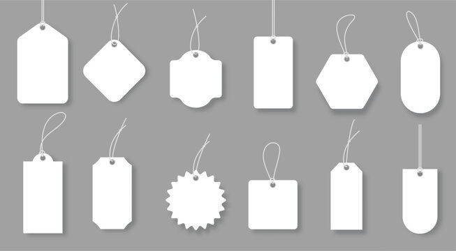 blank price labels white luggage badges and gift tags 