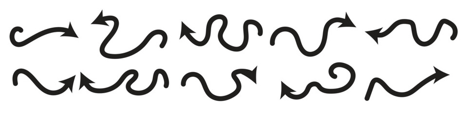 Collection set hand drawn arrows vector