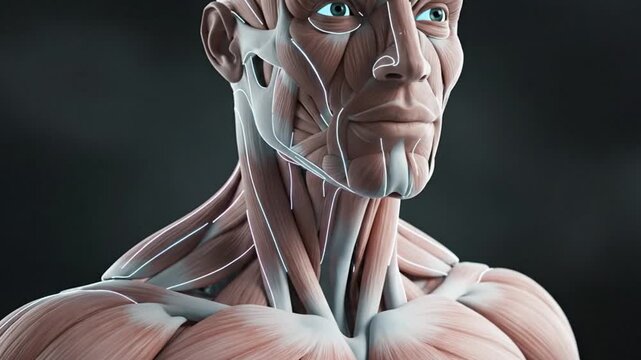 Futuristic 3D animation of male human anatomy