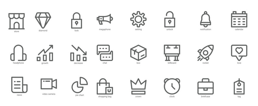 Digital Marketing icon pack for your website design, logo, app, UI. Digital Marketing icon outline design. Vector graphics illustration and editable stroke. - Powered by Adobe