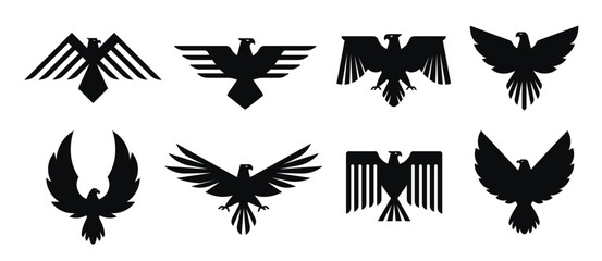eagles silhouette vector set 