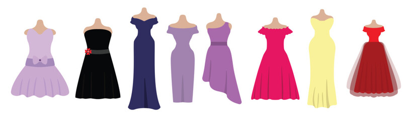 flat woman s dress vectors 