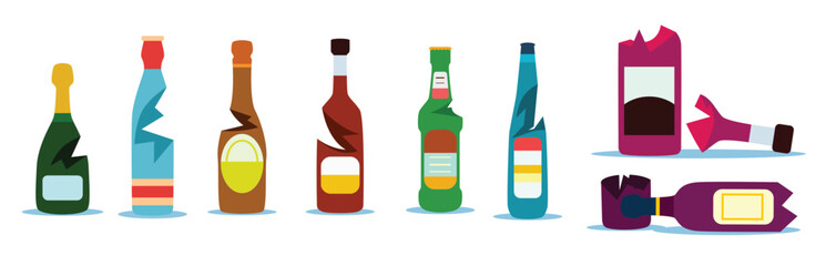 fullcolor broken bottle vector 