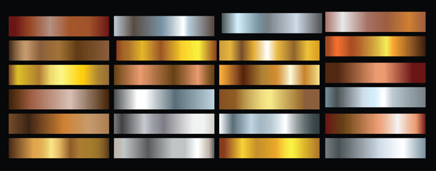 gold silver and bronze gradients set 