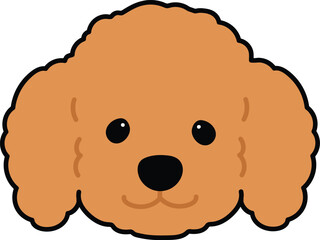Simple and adorable brown colored Poodle dog illustration front head