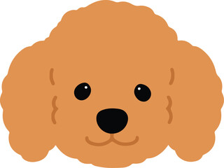 Simple and adorable brown colored Poodle dog illustration front head flat colored