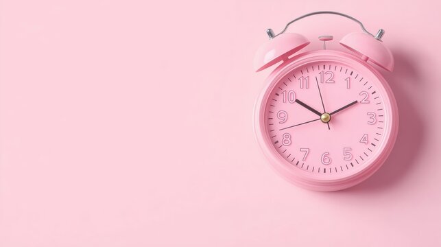 Pink Alarm Clock on Pink Background