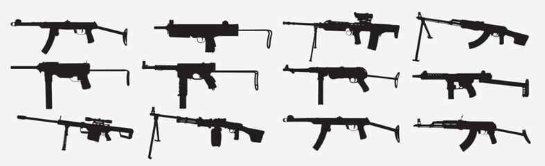 guns silhouette set