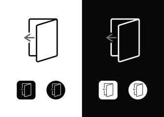 Leaving, escape, exit, sign out icon sign symbol in outline line art style vector