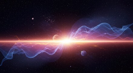 A surreal, vibrant landscape of the subconscious mind featuring glowing geometric forms and flowing, ethereal light in deep cosmic space ,hypnotic ,vibrant ,infinite