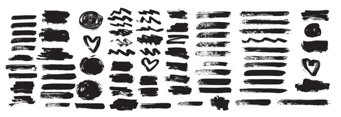  vector set grunge brush stroke black paint brush grunge