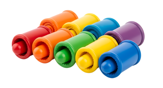 A set of colorful condoms arranged neatly, isolated on a transparent background, no shadows, ultra realistic, smooth edges, high resolution, ideal for PNG export.