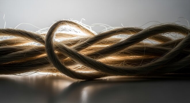 Abstract Macro Photography of Braided Rope illuminated By Backlighting