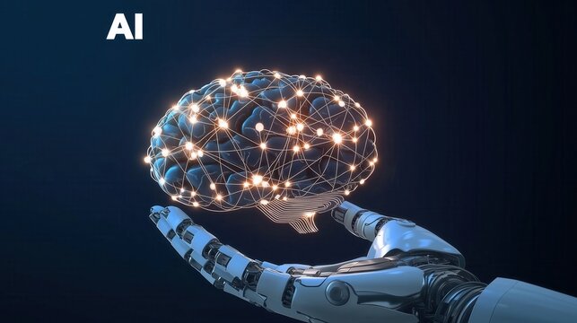 AI holding a glowing brain