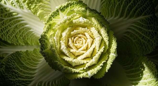 Abstract Close-up Of A Cabbage Resembling A Delicate And Textured Rose