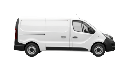White cargo van isolated on transparent background