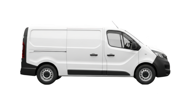 White cargo van isolated on transparent background