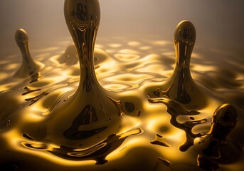 Liquid gold surface creates a stunning, gleaming abstract pattern