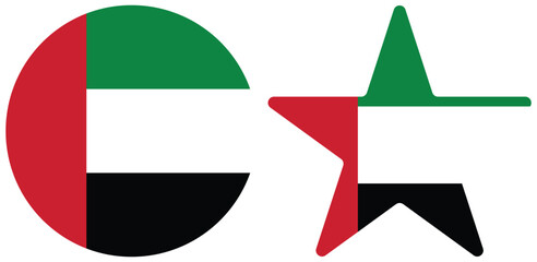 Round and Star-Shaped UAE Flag Badge — Patriotic Emirati Symbol Design