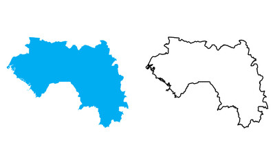 Obraz premium Guinea country map. Map in various outline and blue silhouette styles
