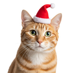 cat with santa hat isolated on white