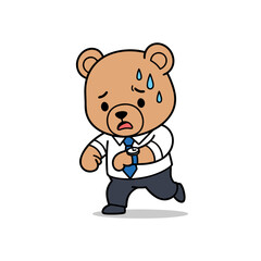 Late business bear checking wristwatch icon
