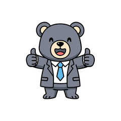 Happy business bear giving thumbs up icon