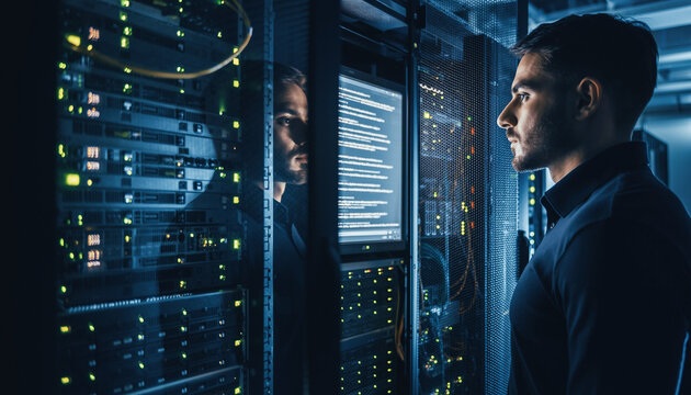 IT Professional Monitoring Servers in Modern Data Center