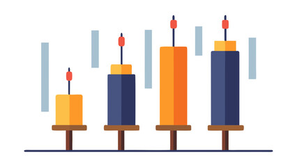 Rising candles in a bar graph, illustrating financial growth and market trends, vector illustration