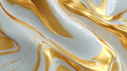Obraz premium Elegant Gold and White Marble Swirls Abstract Background.