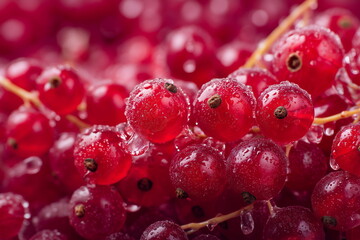 Background of red currants with water droplets, painting