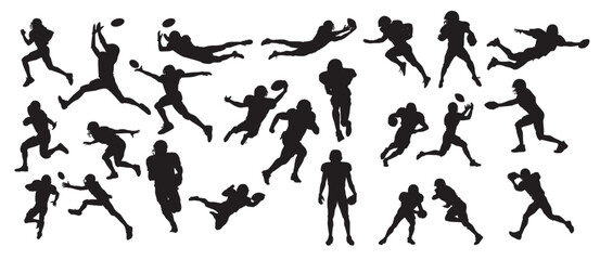Toofootball player silhouette set