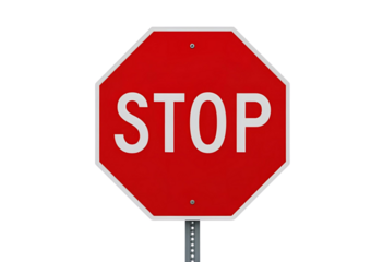 Bold red octagonal stop sign designed for clear traffic control safety.